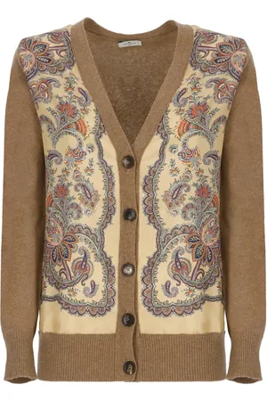 Etro Truien, Dames, , S, Wol, Cardigan met zijden inzetstukken
