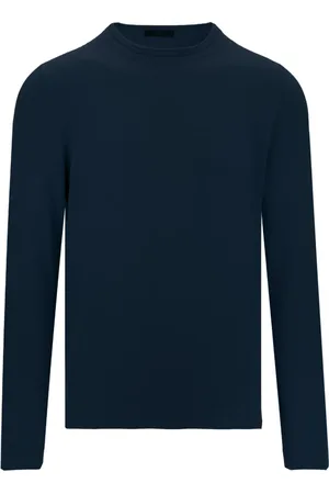 FAY Truien, Heren, Blauw, L, Katoen, Rondgebreide Pullover met Ronde Hals