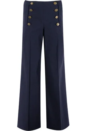 Etro Broeken, Dames, Blauw, M, Katoen, Palazzo Broek met Wijde Pijpen