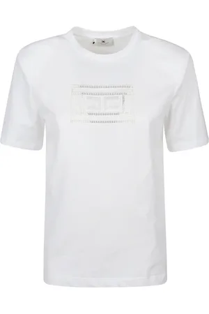 Elisabetta Franchi Tops, Dames, Wit, 2Xs, Katoen, Casual Katoenen T-shirt