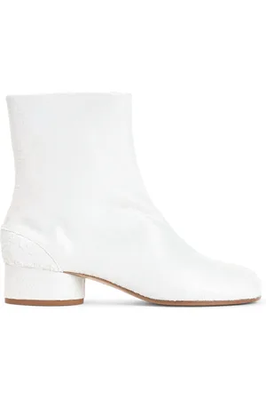 Maison Margiela Schoenen, Dames, Wit, 39 EU, Leer, Witte Parelmoer Tabi Enkellaarsjes