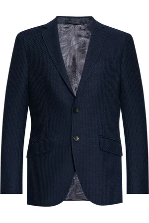 Etro Jassen, Heren, Blauw, L, Katoen, Blauw Katoenen Jas met Reverskraag