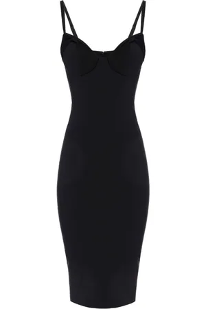 Elisabetta Franchi Kleedjes, Dames, Zwart, XL, Polyester, Zwarte Midi Jurk