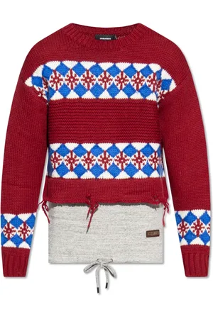 Dsquared2 Truien, Heren, Rood, S, Katoen, Trui met Vintage Effect