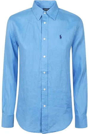 Ralph Lauren Blouses & Shirts, Dames, Blauw, L, Linnen, Knopen Voor Shirt
