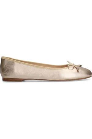 Manfield Schoenen, Dames, Geel, 37 EU, Gouden Leren Ballerina