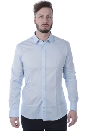 D.A. Daniele Alessandrini Overhemden, Heren, Blauw, M, Katoen, Basic Shirt