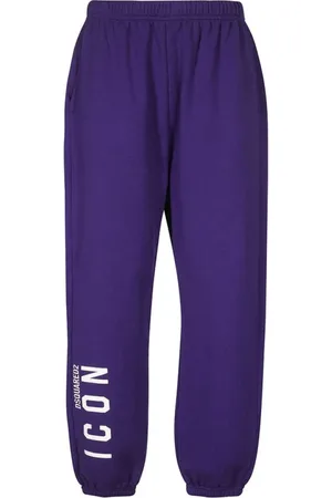 Dsquared2 Broeken, Dames, Paars, M, Katoen, Trainingsbroeken met geprint logo