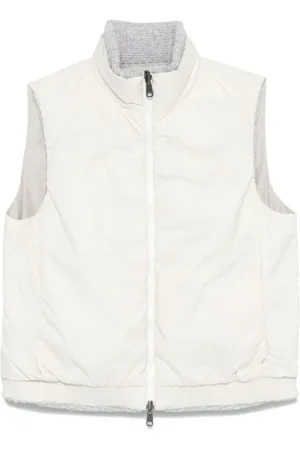 Brunello Cucinelli Jassen, Dames, Wit, S, Katoen, Omkeerbaar Gewatteerd Gilet