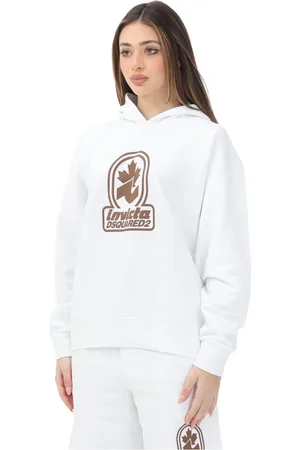Dsquared2 Sweatshirts & Hoodies, Dames, Wit, S, Katoen, Witte Hoodie met Logo Print