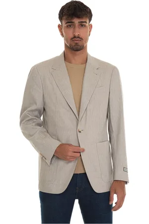 CANALI Jassen, Heren, , XL, Wol, Linnen Wollen Jas met Opgestikte Zakken