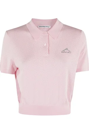 Alexander Wang Tops, Dames, Roze, M, Roze Mesh Polo Tee