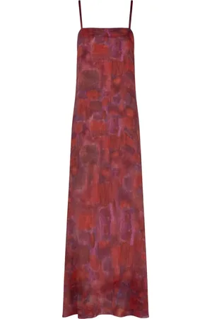 Cortana Kleedjes, Dames, Rood, XL, Indira Print Lange Slip Dress