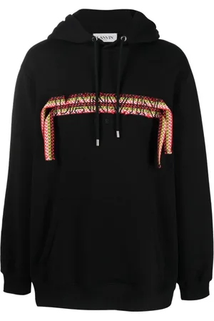 Lanvin Sweatshirts & Hoodies, Heren, Zwart, M, Katoen, Zwarte Hoodie voor een Stijlvolle Look