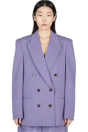 Stella McCartney Jassen, Dames, Paars, S, Katoen, Oversized Double Breasted Jacket