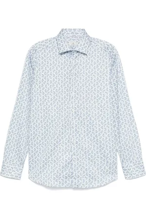 Etro Overhemden, Heren, Blauw, L, Katoen, Cashmere Print Shirt Wit Lange Mouw