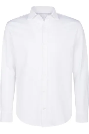 ELEVENTY Overhemden, Heren, Wit, S, Katoen, Dandy Jersey Shirt met Lange Mouwen