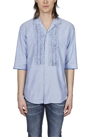 Dsquared2 Overhemden, Heren, Blauw, L, Katoen, Camicia met Jabot