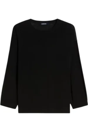 Max Mara Tops, Dames, Zwart, XS, Wol, Pure wollen trui met ronde hals