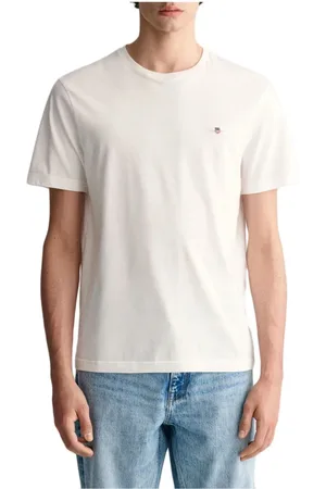GANT Tops, Heren, Wit, 2Xl, Katoen, Reg Shield SS T-Shirt