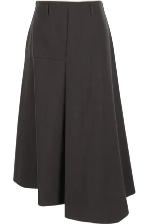 TELA Rokken, Dames, Bruin, S, Linnen, Zoete Bruine Asymmetrische Linnen Rok