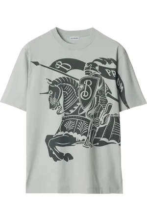 Burberry Tops, Dames, Grijs, L, Katoen, Stijlvol T-shirt