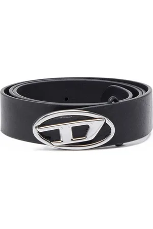Diesel Accessoires, Heren, Zwart, 90 CM, Leer, Omkeerbare leren riem met ovaal D-logo