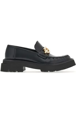Salvatore Ferragamo Schoenen, Dames, Zwart, 35 1/2 EU, Leer, Gancini-Buckle Leren Loafers