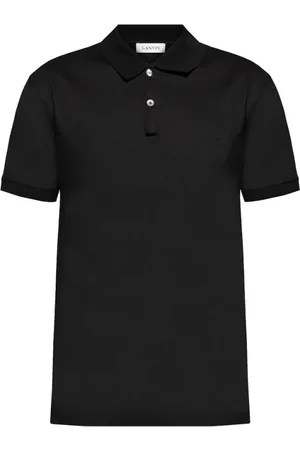 Lanvin Tops, Heren, Zwart, XL, Katoen, Korte mouwen trui met knopen