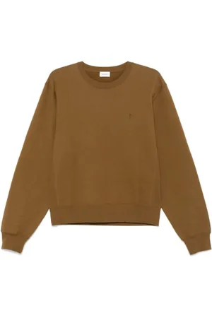 Saint Laurent Sweatshirts & Hoodies, Heren, Bruin, S, Zachte Sweat Base Molleton Stijl