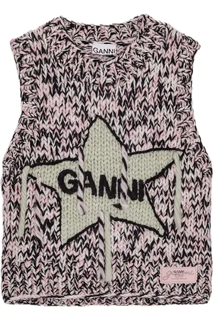 Ganni Truien, Dames, Roze, M, Wol, Krijt Roze Wollen Gebreid Vest