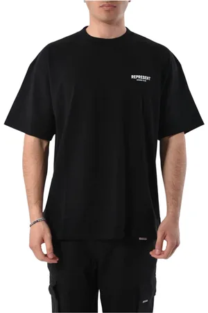 Represent Tops, Heren, Zwart, XL, Katoen, Club T-shirt met voor- en achterprint