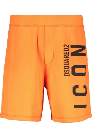 Dsquared2 Korte broeken, Heren, Oranje, M, Katoen, Sweatshorts met reliëflogo-print