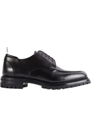 Thom Browne Schoenen, Heren, Zwart, 42 EU, Leer, Zwarte Leren Derby Apron Schoenen