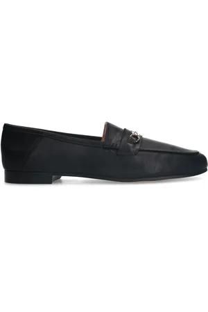 Manfield Schoenen, Dames, Zwart, 38 EU, Leer, Zwarte leren loafers
