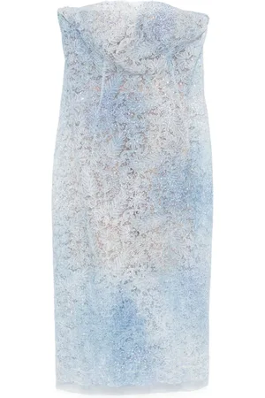 ERMANNO SCERVINO Kleedjes, Dames, Blauw, M, Elegante Avondjurk met Kantdetails