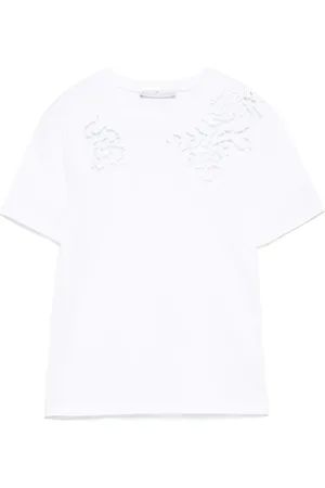 ERMANNO SCERVINO Tops, Dames, Wit, M, Katoen, Chique Top met Korte Mouwen
