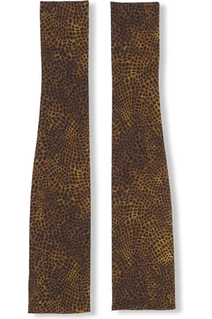 Cortana Accessoires, Dames, Bruin, M, Zijden Handschoenen met Dierenprint