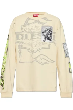 Diesel Tops, Heren, Geel, L, Katoen, Long Sleeve Tops T-Boxt-Ls-Slits-R5