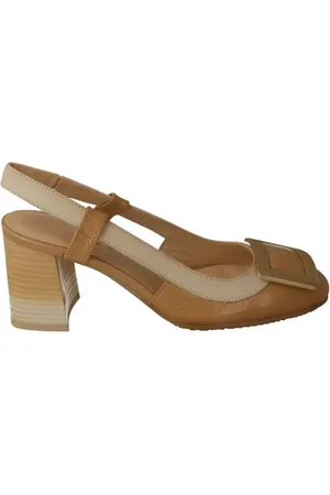 Hispanitas Schoenen, Dames, Bruin, 40 EU, Leer, Geëmailleerde Tweekleurige Pumps met Versiering