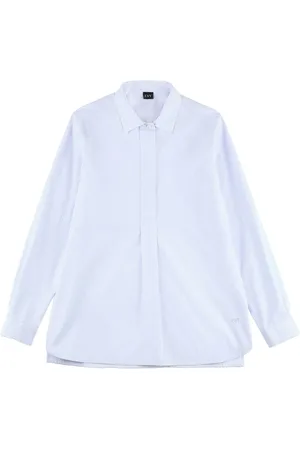 FAY Blouses & Shirts, Dames, Blauw, M, Katoen, Regular overhemd in gestreept katoen