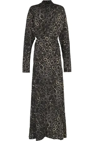 Cortana Kleedjes, Dames, Zwart, XL, Yasu Print Lange Jurk