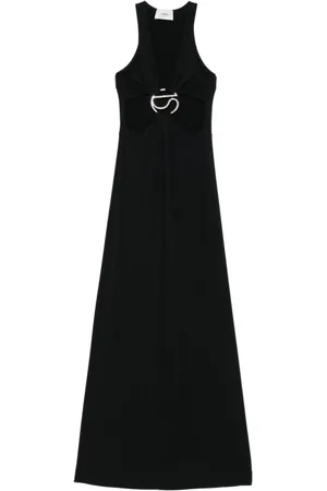 COPERNI Kleedjes, Dames, Zwart, S, Polyester, V-hals Mouwloze Maxi Jurk