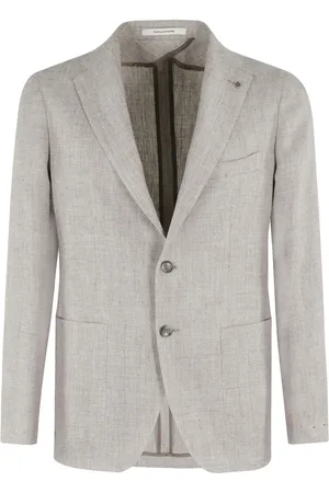 TAGLIATORE Jassen, Heren, Grijs, M, Linnen, Broche-detail Blazer