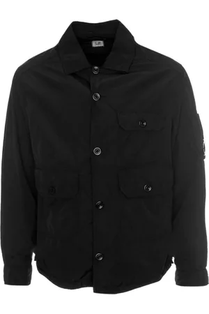 C.P. Company Jassen, Heren, Zwart, XL, Lichtgewicht Jas met Kentkraag