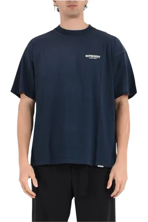 Represent Tops, Heren, Blauw, XL, Katoen, Oversized T-shirt met voor- en achterprint
