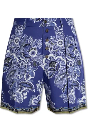 Etro Korte broeken, Dames, Blauw, S, Katoen, Shorts met print