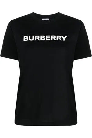 Burberry Tops, Dames, Zwart, M, Katoen, T-shirt van katoen met logoprint