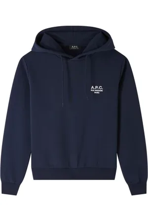 A.P.C. Sweatshirts & Hoodies, Dames, Blauw, XL, Katoen, Navy Hoodie Rue Madame Paris Embroidered