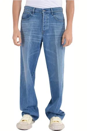 LANEUS Jeans, Heren, Blauw, W34, Denim, Losse Baggy Denim Jeans Lichtblauw